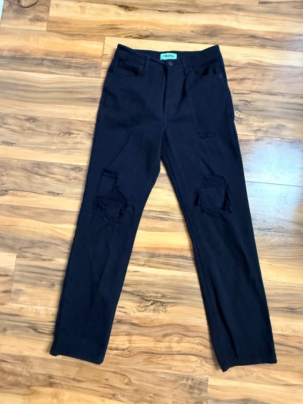 RSQ Distressed High Rise Straight Leg Black Jeans Button Fly Size 26
